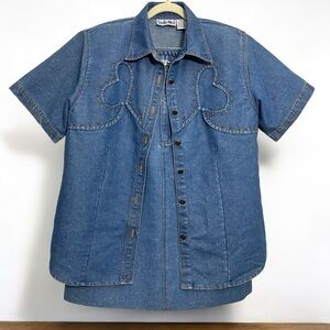 Studio West Vintage 2 Piece Studded Metallic Denim Western Country Skirt Set S/M